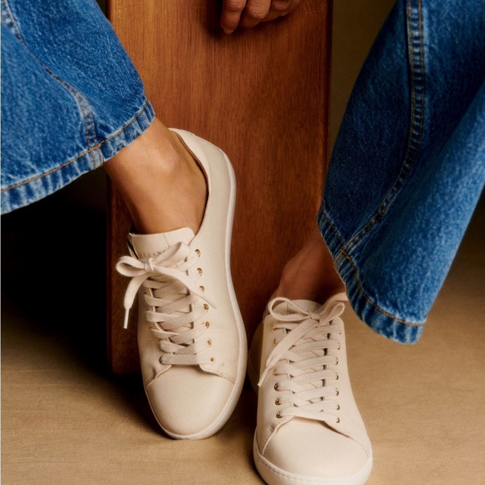 Sézane Cream/White Women's Sneakers Jack Trainers Sz 8